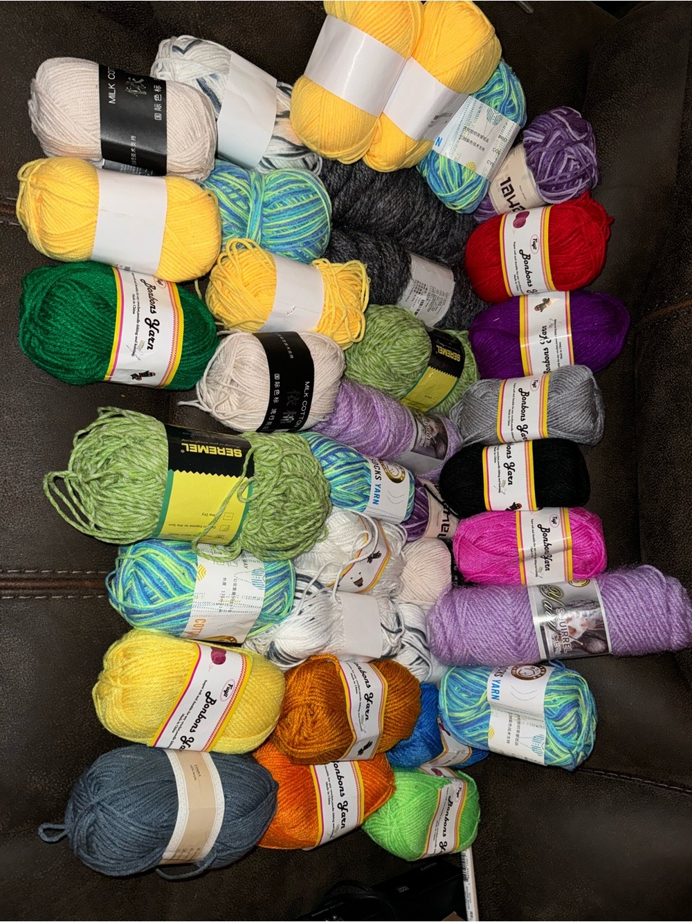 34 Assorted Multi-Color Yarn Bundle by Various Brands